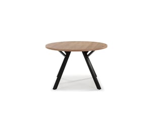Iloa - table à manger ronde 120cmpieds en métal noir - chêne clair