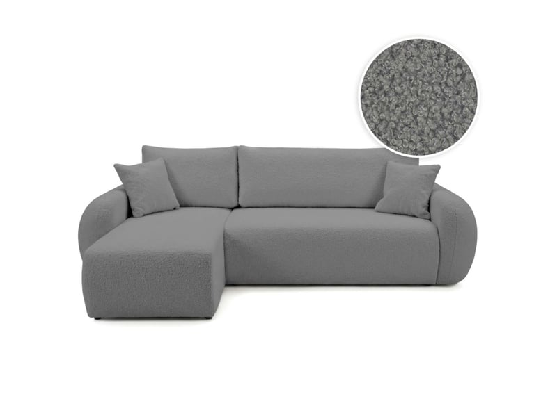  Alya - canapé d'angle convertible et réversible 3 places en bouclette  - Conforama A