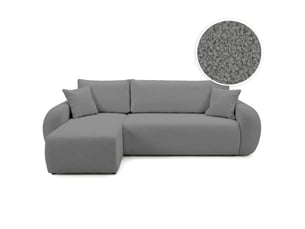 Canapé d'angle réversible convertible LOUNGITUDE ALYA 3 places Tissu bouclette Gris