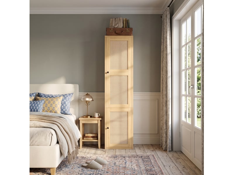  Armoire avec penderie et 3 tiroirs 45x47x200 cm mdf coloris chêne  - Conforama W