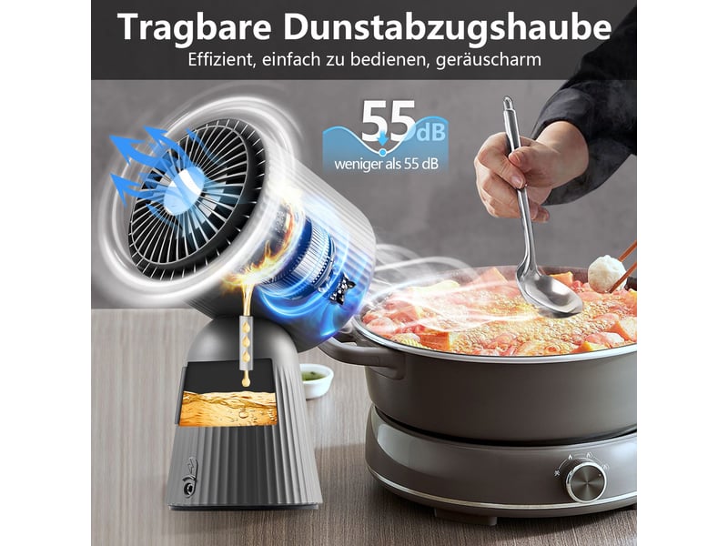 Mini hotte aspirante sans évacuation, hotte de table portable 180 m³h avec trois vitesses, filtre à charbon et éclairage led - Conforama R