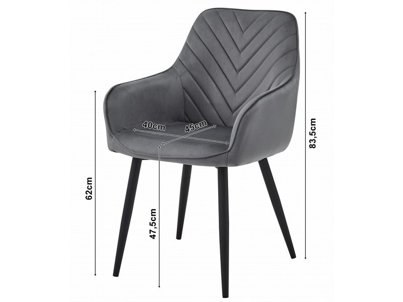  Lot de 2 chaises avec accoudoirs nana en velours noir  - Conforama D