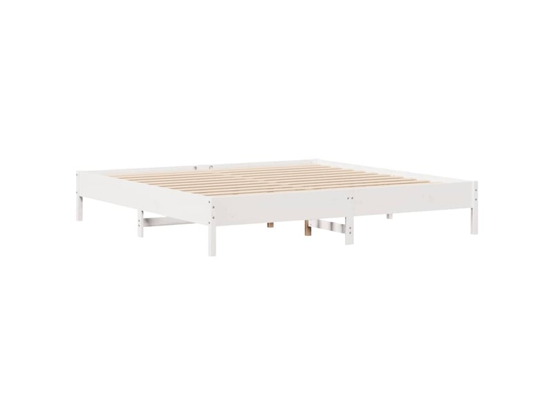  Lit double- lit adulte -  cadre de lit sans matelas blanc 180x200 cm bois massif de pin  - Conforama D