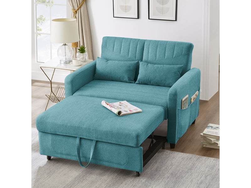Canapé convertible, canapé-lit, 2 places, en lin, dossier réglable, pour salon et séjour, style contemporain - Conforama C