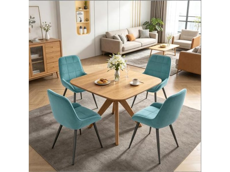  Chaises de bureau élégantes et fonctionnelles – ensemble salon-salle à manger 4 pièces, sièges rembourrés hauts  - Conforama E