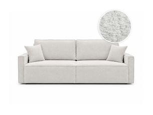 Canapé droit convertible LOUNGITUDE FARAH 3 places Tissu blanc avec coffre de rangement
