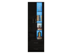 Vitrine coloris noir 3 étagère(s) <strong>MERAX</strong> <strong>vitrine noir</strong> - 59.5 cmx182 cm