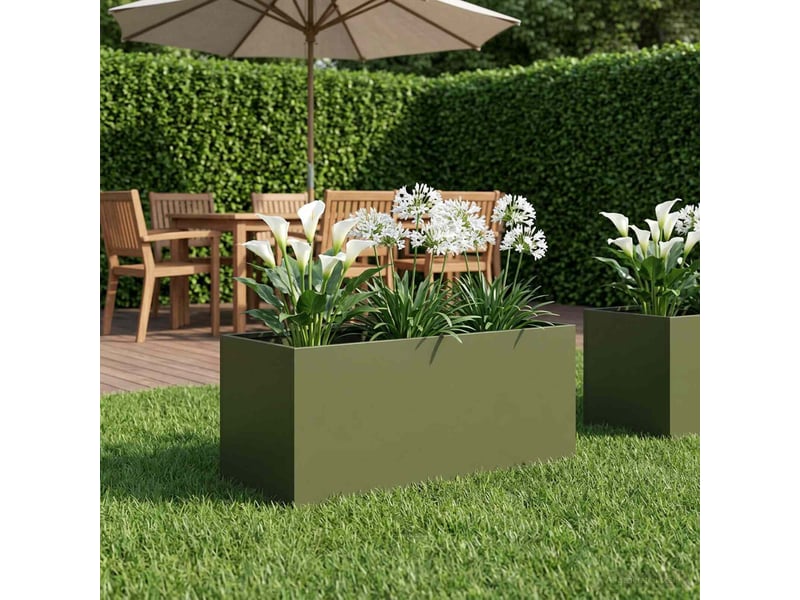  Jardinière - cache-pot de jardin vert olive 80 x 40 x 40 cm  - Conforama B