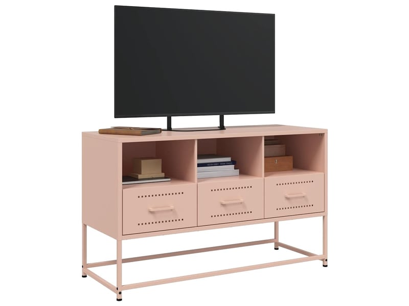  Meuble tv - banc tv - meuble de rangement rose 100,5x39x60,5 cm acier  - Conforama D