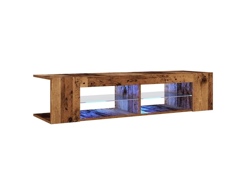 Meuble tv - banc tv - meuble de rangement avec lumières led vieux bois bois d'ingénierie - Conforama C