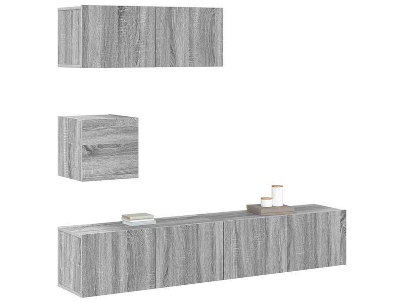  Ensemble de meubles tv 4 pcs sonoma gris bois d'ingénierie shl36023  - Conforama D