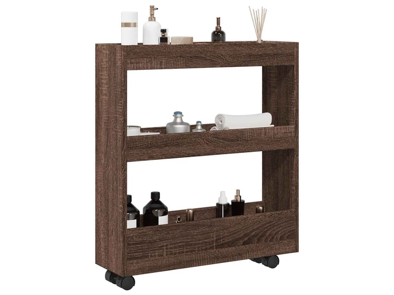  Chariot de rangement étroit pour bureau 3 niveaux chêne marron shl57717  - Conforama B