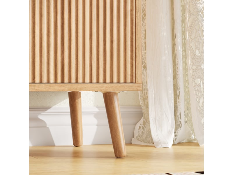 Buffet de cuisine haut avec 2 portes et 3 tiroirs, meuble rangement mdf couleur naturelle, dimensions 75x35x180 cm - Conforama D