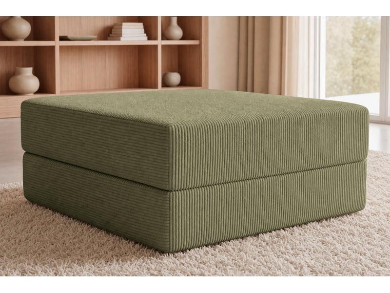  Cosima - pouf en petit velours côtelé vert 100x80x34  - Conforama E