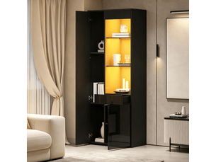 Vitrine coloris noir 2 étagère(s) <strong>WISHDOR</strong> <strong></strong> - 70 cmx180 cm