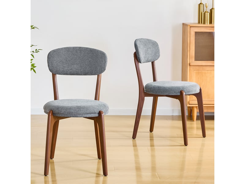  Lot de 2 chaises de salle à manger,48,5x55,5x84 cm,tissu de lin,gris  - Conforama B