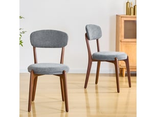 Lot de 2 chaises de salle à manger,48,5x55,5x84 cm,tissu de lin,gris
