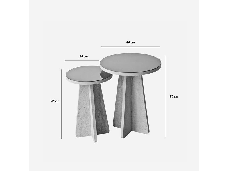  Set de 2 tables basses rondes gigognes luna  - Conforama C