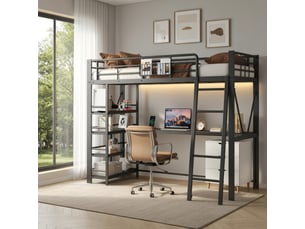 Lit mezzanine 140x200 cm <strong></strong>  <strong></strong> coloris noir