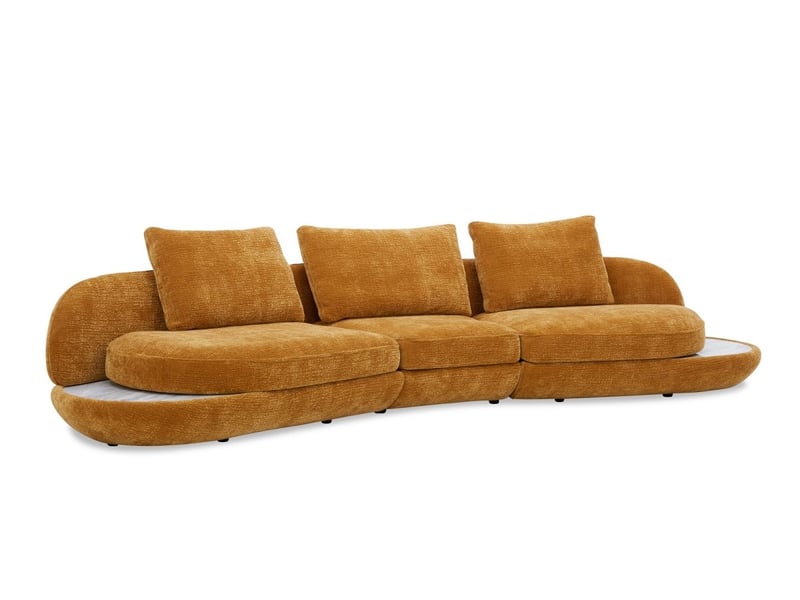  Canapé 4 places en velours tissé moutarde darius DARIUS - Conforama C