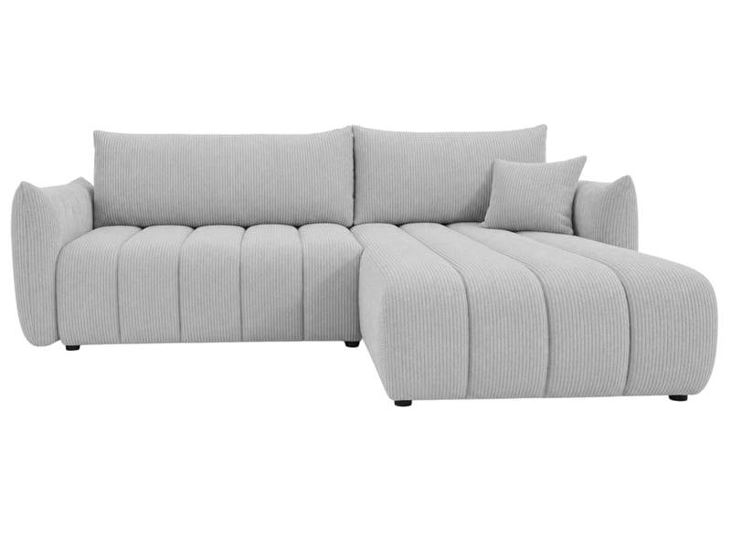 Moorea - canapé d'angle convertible petit velours côtelé 4 places gris clair - Conforama A