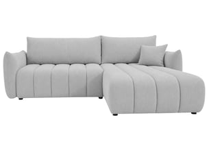 Canapé d'angle réversible convertible CASANOVA 4 places Velours côtelé gris avec coffre de rangement