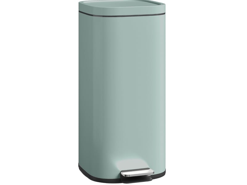  Poubelle de cuisine à pédale 30 l vert métal, couvercle à fermeture amortie et maintien ouvert à 90 degrés  - Conforama A