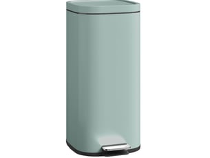 Poubelle de cuisine à pédale 30 l vert métal, couvercle à fermeture amortie et maintien ouvert à 90 degrés