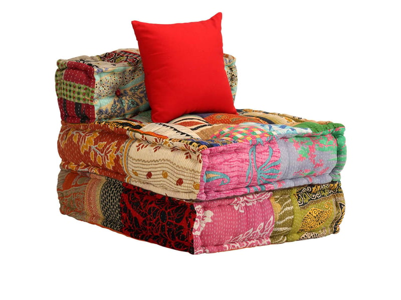  Coussins canapé de sol poufs modulaire chaise longue en tissu 3 places en tissu patchwork dec021227  - Conforama C