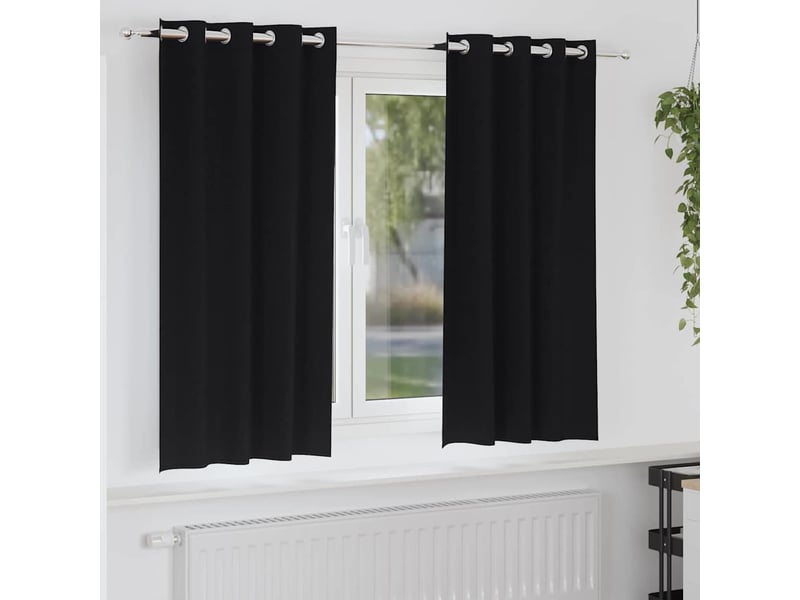 Lot de 2 rideaux occultants, rideaux black-out avec anneaux noir 175 x 140 cm cf44709  - Conforama B