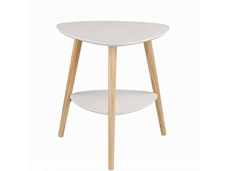  Table d'appoint tcqpz 50 x 40 x 55 cm avec 2 étagères mdf et bois blanche  - Conforama A