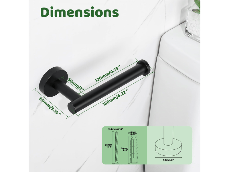  Porte papier toilette mural, derouleur support rouleau papier toilette en acier inoxydable sus304 pour salle de bain et cuisine, noir mat  - Conforama E
