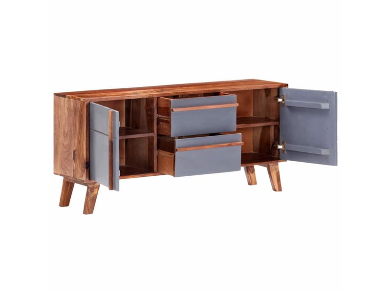  Buffet salon, buffet de rangement gris 120x30x55 cm bois massif  - Conforama A