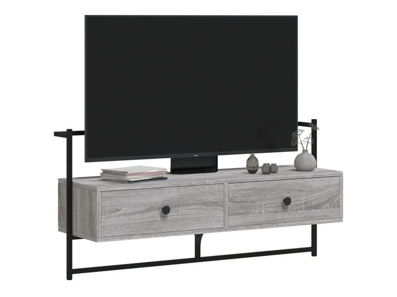  Meuble tv - banc tv - meuble de rangement mural sonoma gris 100,5x30x51 cm bois d'ingénierie  - Conforama D