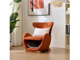Fauteuil avec niche intégrée ou petit chien, assise rembourrée en tissu résistant aux griffures rouge brique