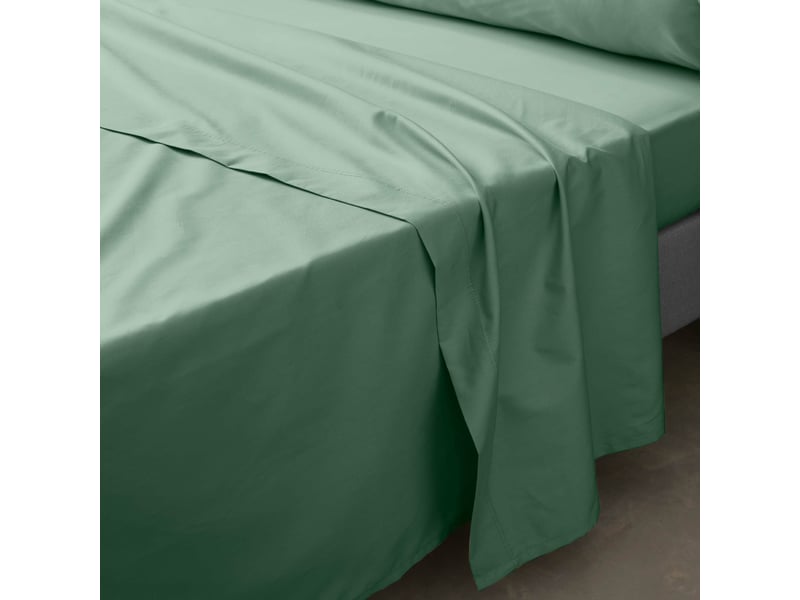  Ensemble literie 4 pièces drap plat 240 x 300 cm + drap housse 140x190 cm + 2 taies 63x63 cm percale 78 fils tilleul  - Conforama C