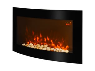 Cheminée électrique murale noire avec led et télécommande, 10002000 w