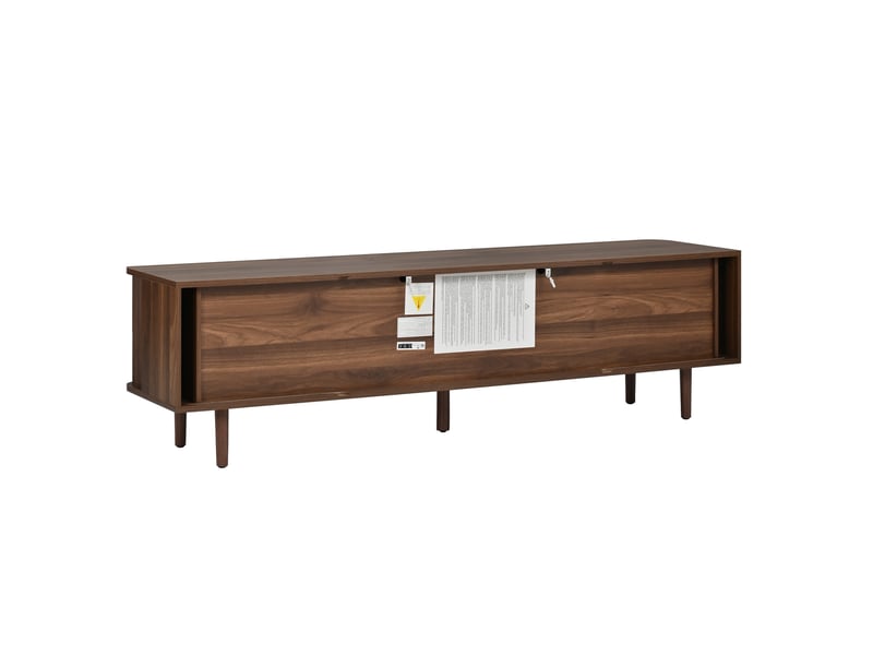  Meuble tv 165 x 40 x 46 cm – noyer – 4 tiroirs, 2 portes coulissantes, grand espace de rangement  - Conforama D