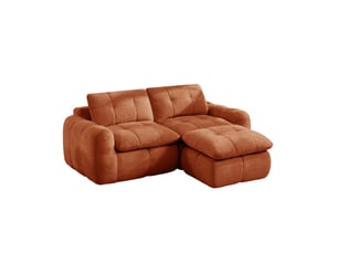 Canapé modulable 194x160x68 cm 2 places avec ottoman, chenille orange
