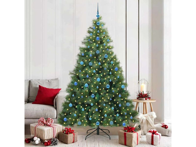 Sapin de noël artificiel, arbre de noël avec 300 led vert 210 cm pe et pvc shl9726 - Conforama B