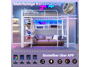 Lit mezzanine 90x200 cm <strong>ZOVIRA</strong> <strong></strong> coloris blanc
