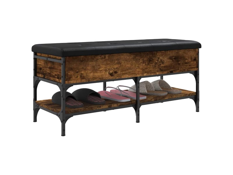  Banc à chaussures, banc de rangement chêne fumé 102x42x45 cm bois d'ingénierie  - Conforama E