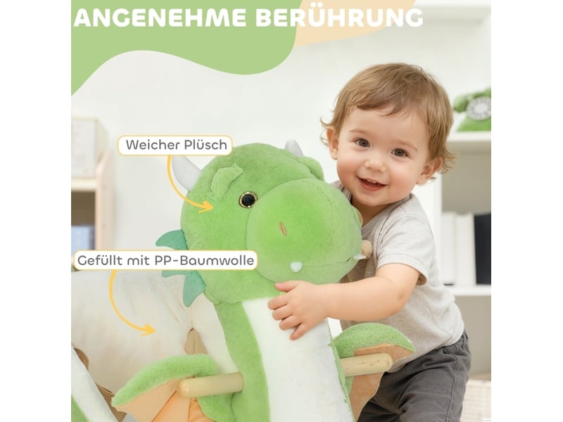  Jouet à bascule dinosaure 65x38x72 cm – vert – sons interactifs, harnais 3 points et assise enveloppante  - Conforama D