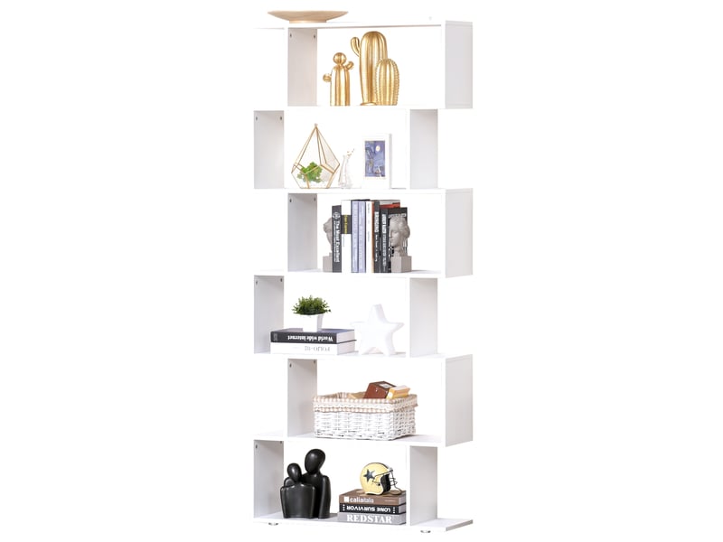  Bibliothèque design, meuble de bureau, étagère en bois blanc 80 x 24 x 191 cm  - Conforama B