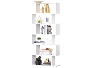 Bibliothèque design, meuble de bureau, étagère en bois blanc 80 x 24 x 191 cm