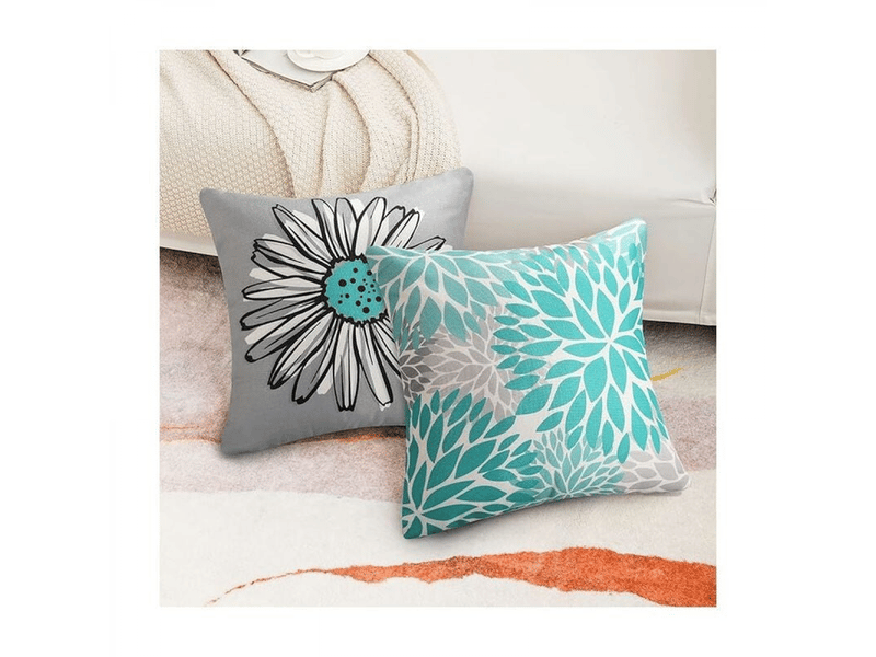  Lot de 4 housses de coussin d'extérieur imperméables en lin tournesol pour terrasse, jardin, salon, chambre à coucher 45 x 45 cm, vert  - Conforama D