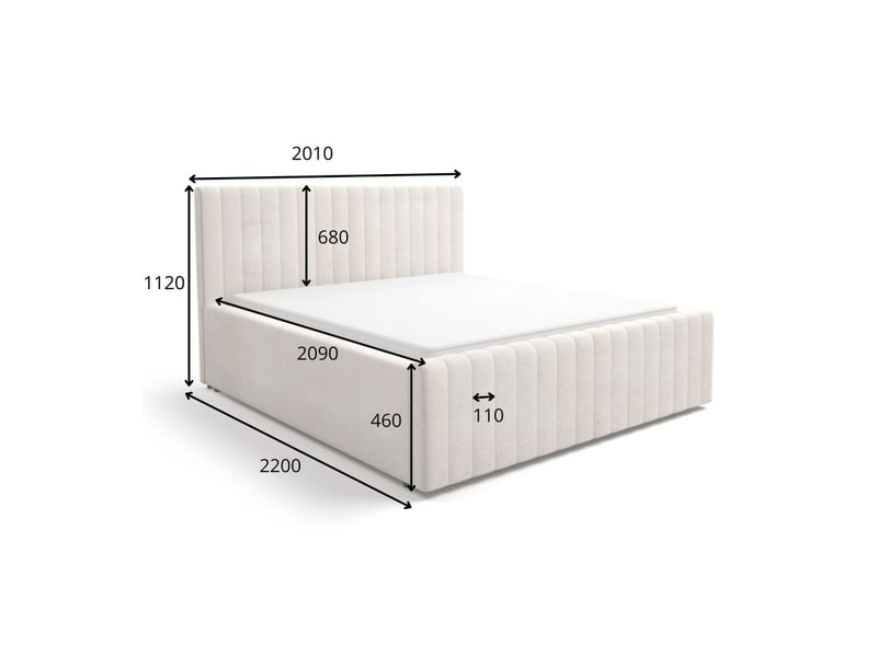 Lit coffre eloria 120x200 gris anthracite avec tête de lit capitonnée et sommier inclus - Conforama C