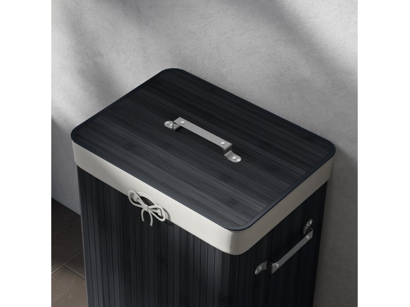  Panier à linge pliable 40x30x60 cm – noir – couvercle, sac amovible, poignées et 72 l de rangement  - Conforama E