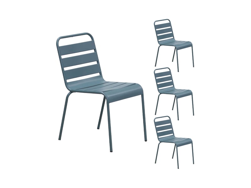  Ensemble table de jardin + 4 chaises en métal bleu gris - baca  - Conforama D