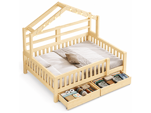 Lit cabane 90x200 cm coloris naturel